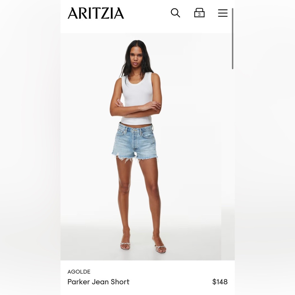 AGOLDE plus size Parker Jean short “Swapmeet Blue,” women’s 33” waist size.